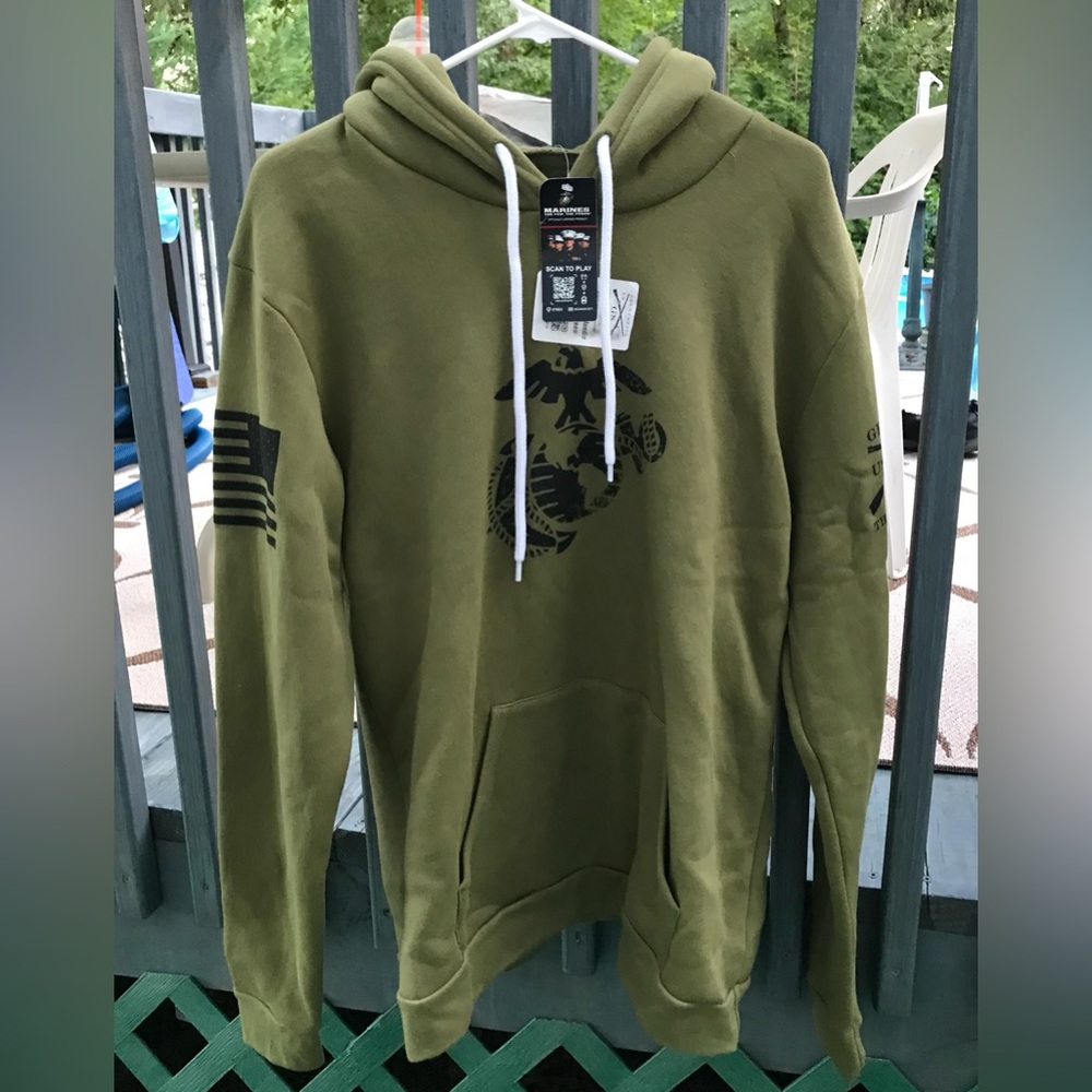 New Grunt Style Marines USMC EGA Hoodie Military Green, Super Soft, XL